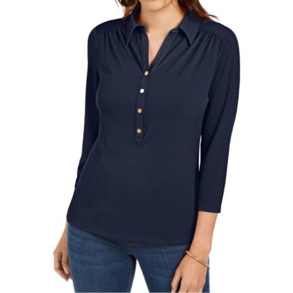 Charter Club Tops - Charter Club Navy Knit Polo Shirt Plus Size XXL